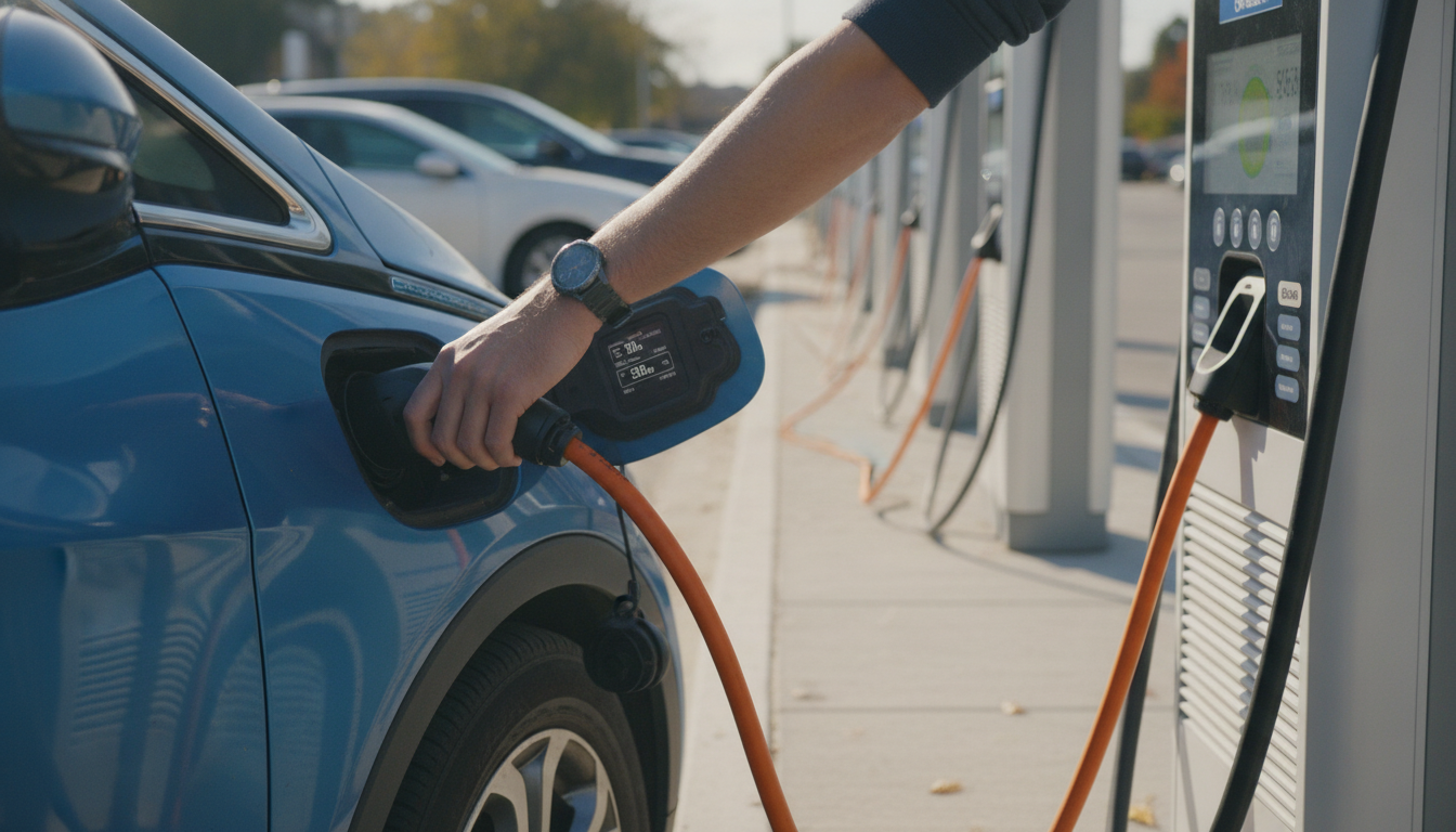 Charging a used EV at a public DC fast-charging station
